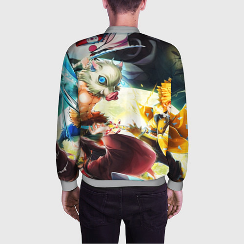 Мужской бомбер КЛИНОК РАССЕКАЮЩИЙ ДЕМОНОВ ПЕРСОНАЖИ / 3D-Меланж – фото 4
