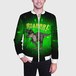 Бомбер мужской Roarrr! Динозавр T-rex, цвет: 3D-белый — фото 2