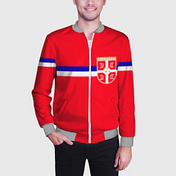 Бомбер мужской Сборная Сербии, цвет: 3D-меланж — фото 2