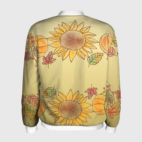 Мужской бомбер Подсолнухи тыквы / 3D-Белый – фото 2