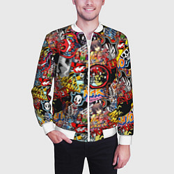 Бомбер мужской Логотипы Аниме Мультиков, цвет: 3D-белый — фото 2