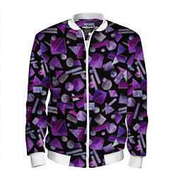 Бомбер мужской Геометрический фиолетовый, цвет: 3D-белый