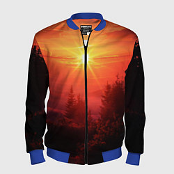 Бомбер мужской УТРЕННИЙ РАССВЕТ НАД ОБЛАКАМИ, цвет: 3D-синий