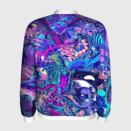 Мужской бомбер Неоновые Звери / 3D-Белый – фото 2