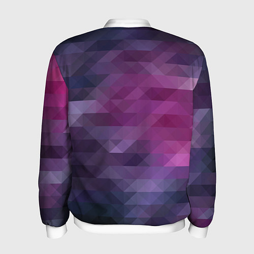 Мужской бомбер Фиолетово-бордовый узор / 3D-Белый – фото 2