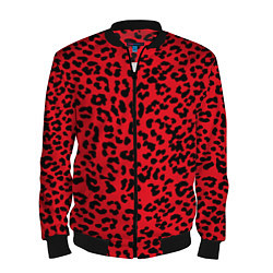 Бомбер мужской Леопард Красный, цвет: 3D-черный