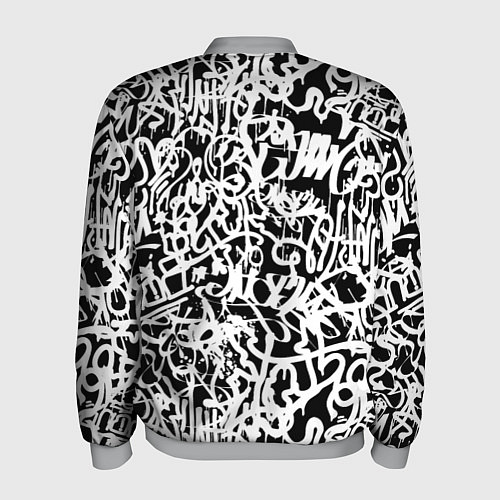 Мужской бомбер Graffiti white on black / 3D-Меланж – фото 2