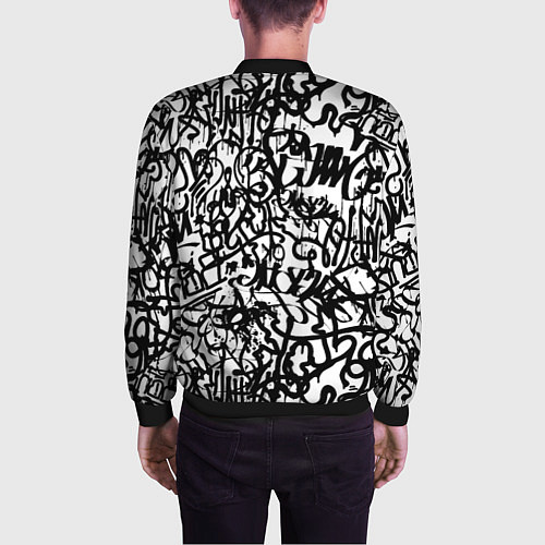 Мужской бомбер Graffiti black on white / 3D-Черный – фото 4