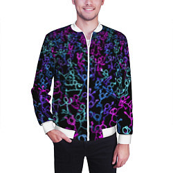 Бомбер мужской Neon Rave Party, цвет: 3D-белый — фото 2