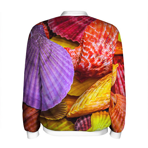 Мужской бомбер Разноцветные ракушки multicolored seashells / 3D-Белый – фото 2