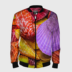 Бомбер мужской Разноцветные ракушки multicolored seashells, цвет: 3D-черный