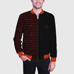 Бомбер мужской ВАЛЬКНУТ РУНИЧЕСКИЙ АЛФАВИТ, цвет: 3D-красный — фото 2