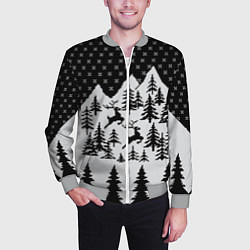 Бомбер мужской Северные Олени в Горах, цвет: 3D-меланж — фото 2