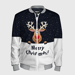 Бомбер мужской Новогодний Оленёнок Рудольф, цвет: 3D-меланж