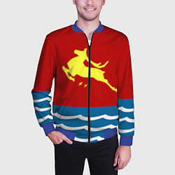 Бомбер мужской Герб Магадана, цвет: 3D-синий — фото 2