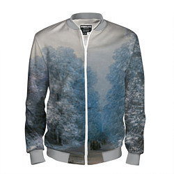 Бомбер мужской Зимний пейзаж картина маслом, цвет: 3D-меланж