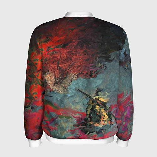 Мужской бомбер Sekiro Самурай против дракона / 3D-Белый – фото 2