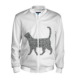 Бомбер мужской QR - кот, цвет: 3D-белый