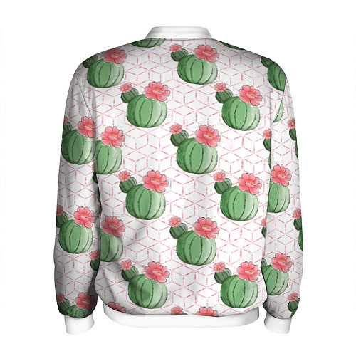 Мужской бомбер Паттерн из кактусов / 3D-Белый – фото 2
