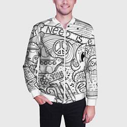 Бомбер мужской All you need is The Beatles Раскраска, цвет: 3D-белый — фото 2