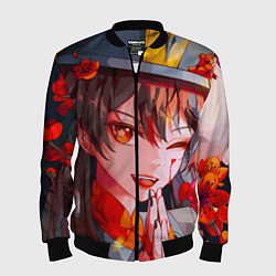 Бомбер мужской Ху тао ухмыляется тебе genshin impact, цвет: 3D-черный
