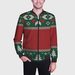 Бомбер мужской Knitted Christmas Pattern, цвет: 3D-черный — фото 2