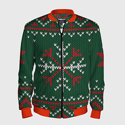 Бомбер мужской Knitted Snowflake Pattern, цвет: 3D-красный