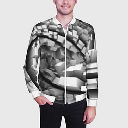Бомбер мужской Геометрическая объёмная абстракция, цвет: 3D-белый — фото 2