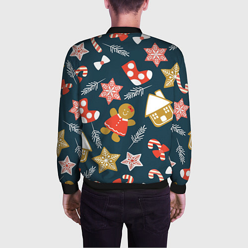 Мужской бомбер Merry Christmas!!! / 3D-Черный – фото 4
