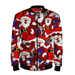 Бомбер мужской Толпа Дедов Морозов, цвет: 3D-черный