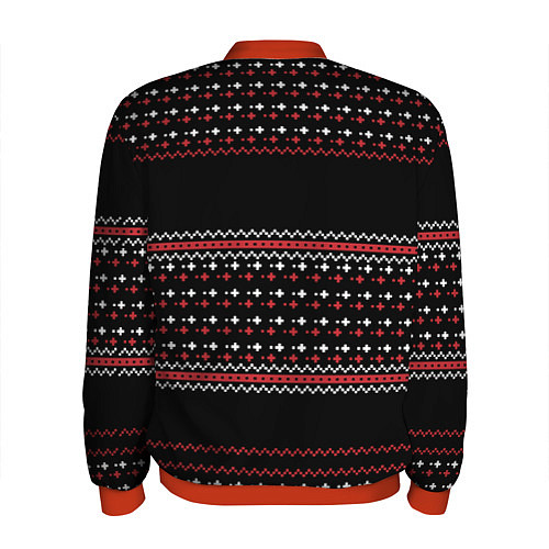 Мужской бомбер НОВОГОДНИЙ ПАТТЕРН SWEATER / 3D-Красный – фото 2