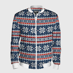 Бомбер мужской Knitted Christmas Pattern, цвет: 3D-белый