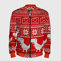 Бомбер мужской Вязаный принт, цвет: 3D-красный