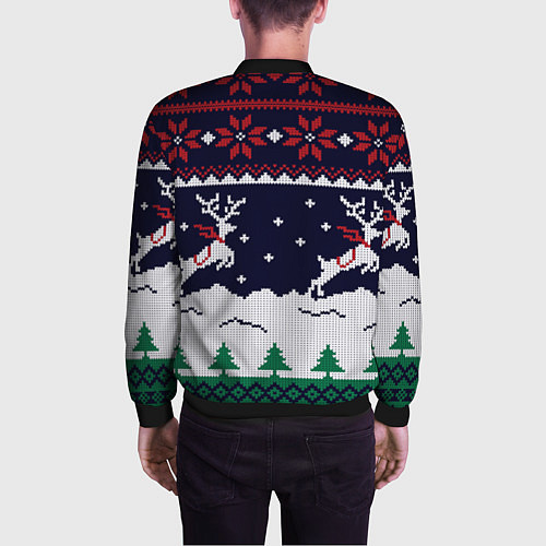 Мужской бомбер СВИТЕР С ОЛЕНЯМИ DEER SWEATER / 3D-Черный – фото 4