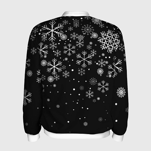 Мужской бомбер Снежинки - С Новый год / 3D-Белый – фото 2