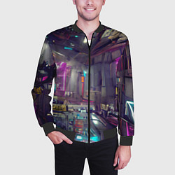 Бомбер мужской Городской киберпанк, цвет: 3D-черный — фото 2