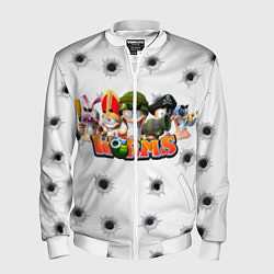 Бомбер мужской Wormsчервяки, цвет: 3D-белый
