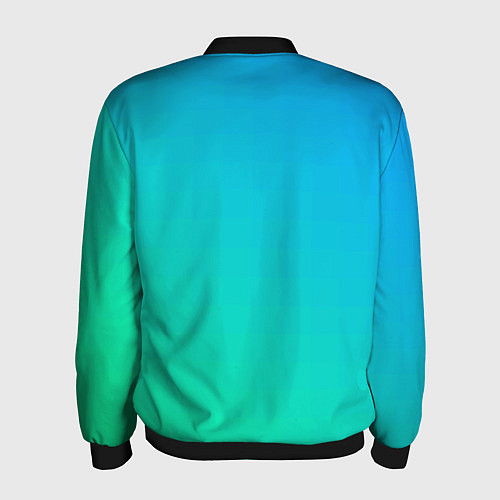 Мужской бомбер Бирюзовый градиент В небольшую клеточку / 3D-Черный – фото 2