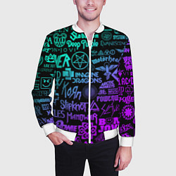 Бомбер мужской ЛОГОТИПЫ РОК ГРУПП НЕОН ROCK NEON, цвет: 3D-белый — фото 2