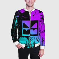 Бомбер мужской GEOMETRY DASH NEON LEVELS SMILE, цвет: 3D-белый — фото 2