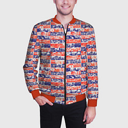 Бомбер мужской СССР хроника паттерн, цвет: 3D-красный — фото 2
