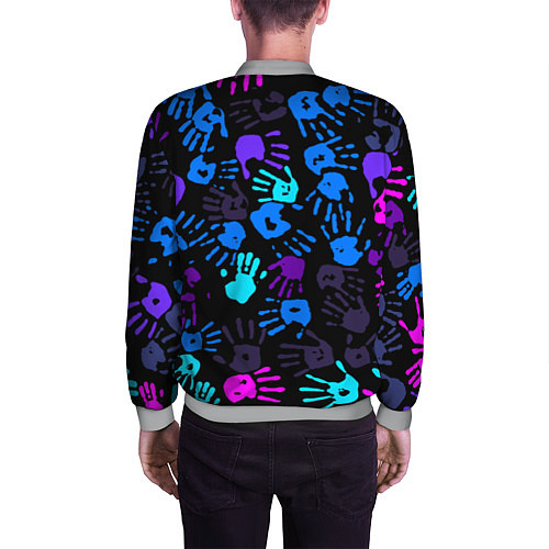 Мужской бомбер Следы неоновых рук / 3D-Меланж – фото 4