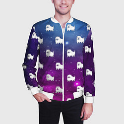 Бомбер мужской UNDERTALE DOGS PATTERN SPACE, цвет: 3D-белый — фото 2