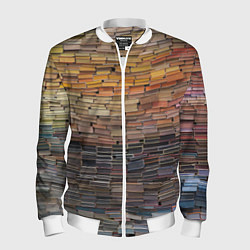 Бомбер мужской Книжные кирпичики знаний, цвет: 3D-белый