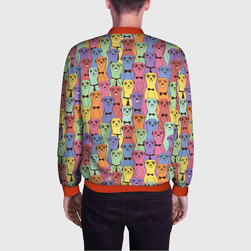 Мужской бомбер Красочные Сурикаты / 3D-Красный – фото 4