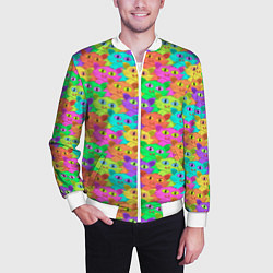 Бомбер мужской Красочные Котики, цвет: 3D-белый — фото 2