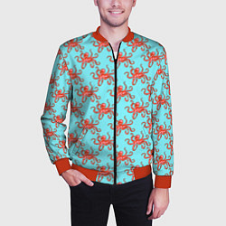 Бомбер мужской Осьминог паттерн, цвет: 3D-красный — фото 2