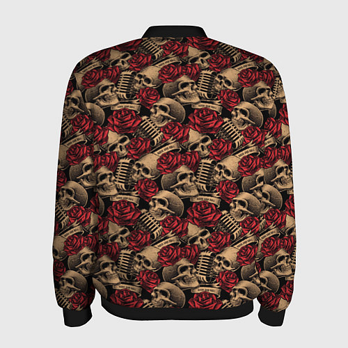 Мужской бомбер ROCK AND ROLL Черепа и Розы / 3D-Черный – фото 2