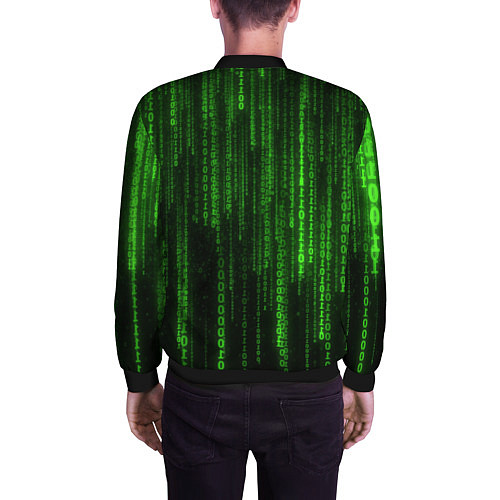 Мужской бомбер Бегущий по коду / 3D-Черный – фото 4
