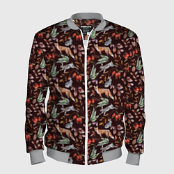Мужской бомбер Лесная лисичка паттерн